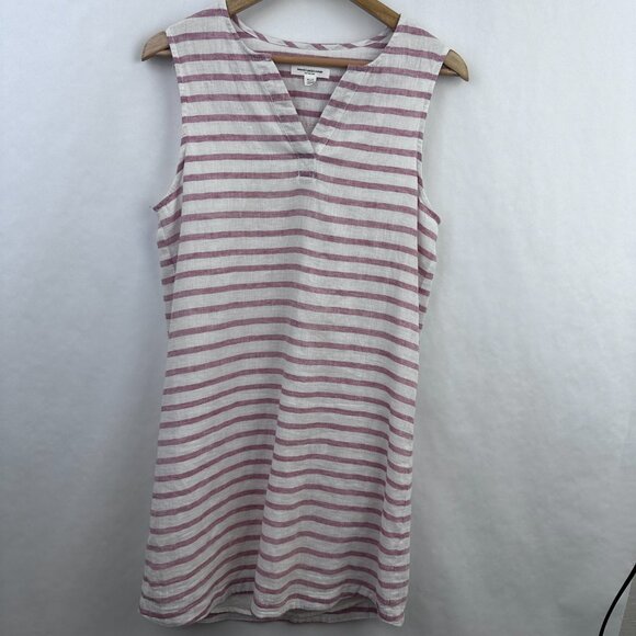 BeachLunchLounge Dress Sleevless Linen Blend Lined Red and White Stripe Sz‎ S/P - Picture 1 of 7